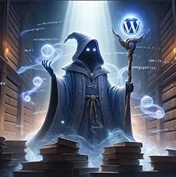 una figura mística y poderosa en el mundo del desarrollo de WordPress, equipada con habilidades mágicas para dominar y optimizar sitios WordPress.