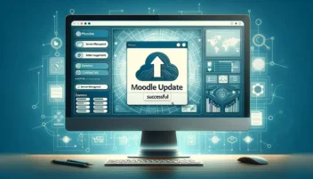 pantalla de pc que muestra la actualización exitosa de Moodle